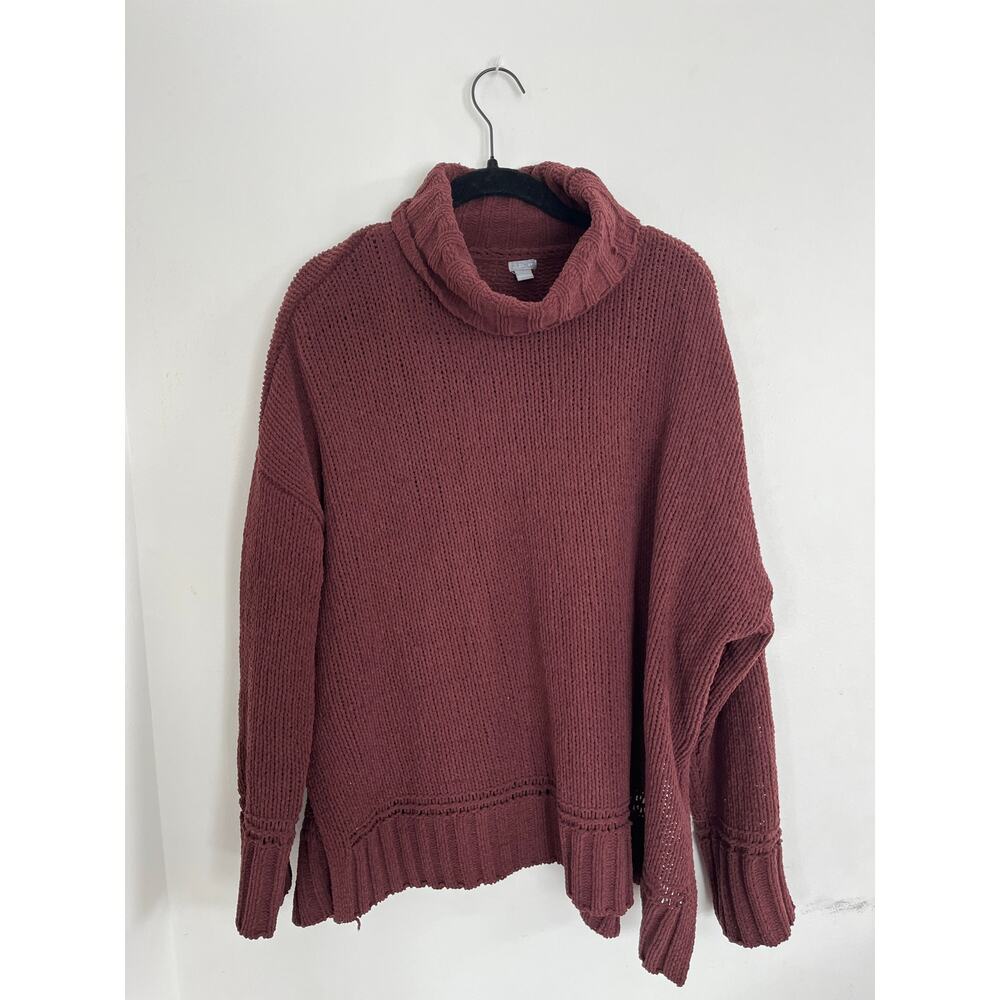 Aerie Oversized Chenille Turtleneck Small Burgundy